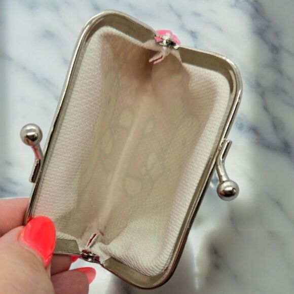 Hello Kitty Coin Pouch Mini Change Purse Pink Cartoon Cat Logo PU Leather NWT - Picture 3 of 6